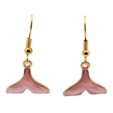 Roze dolfijn/walvis staart met goudkleurige accenten