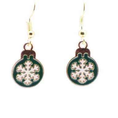 Kerstbal groen met witte sneeuwvlok.