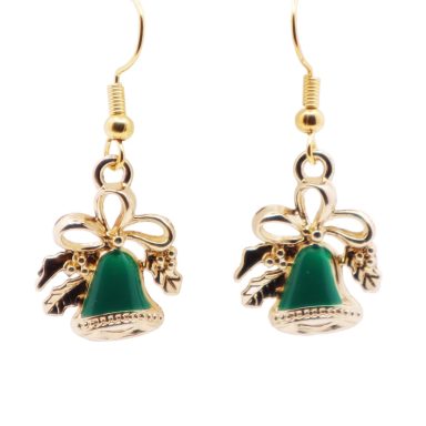 Kerstbel groen met goudkleurige accenten.