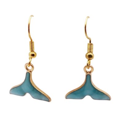 Aqua dolfijn/walvis staart met goudkleurige accenten