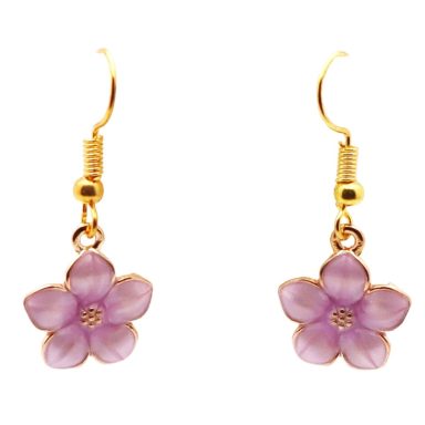 Zomerse Lila Bloem oorbellen met goudkleurige accenten