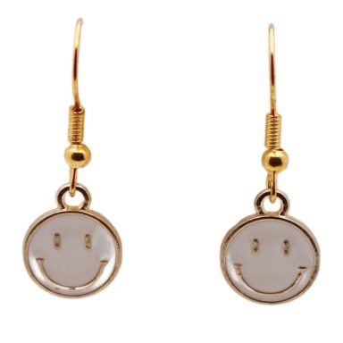 Grappig Witte Smiley oorbellen