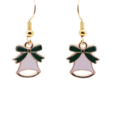 Kerstbel wit met groene strik