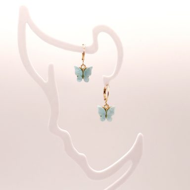 Vlinder oorbellen mint goudkleurig dames